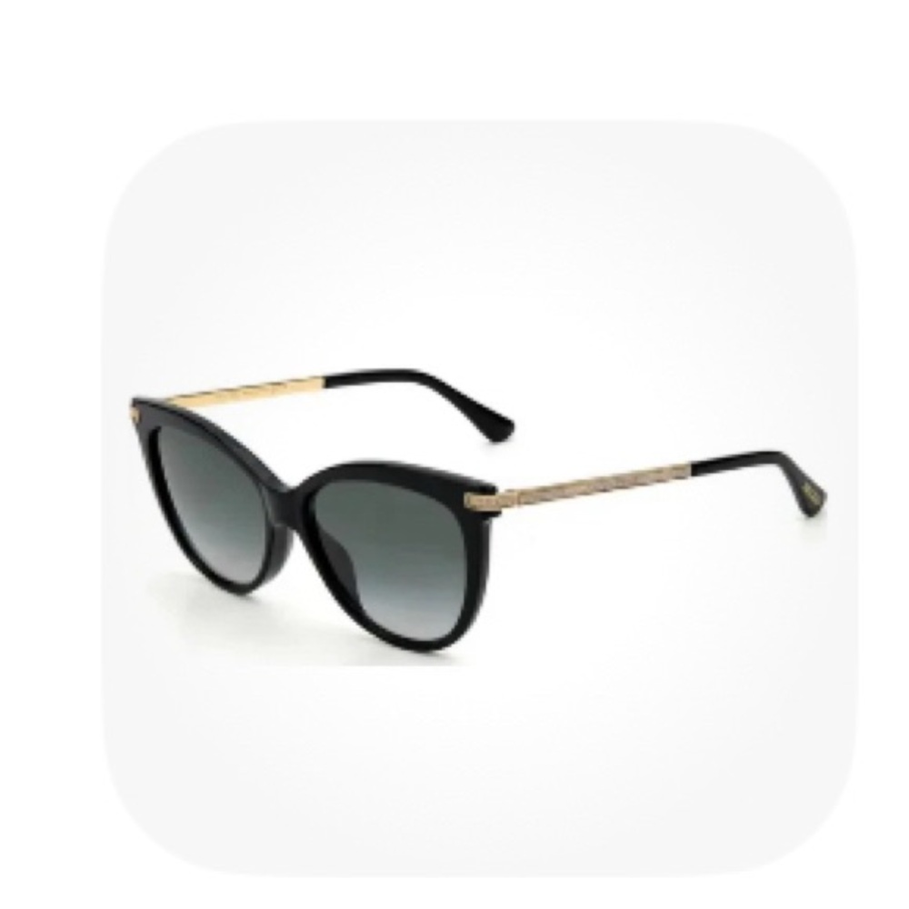 Jimmy Choo Black and Gold Cat-Eye Sunglasses